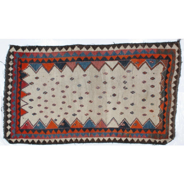 Wool on wool pile genuine hand made vintage Persian Gabeh rug.