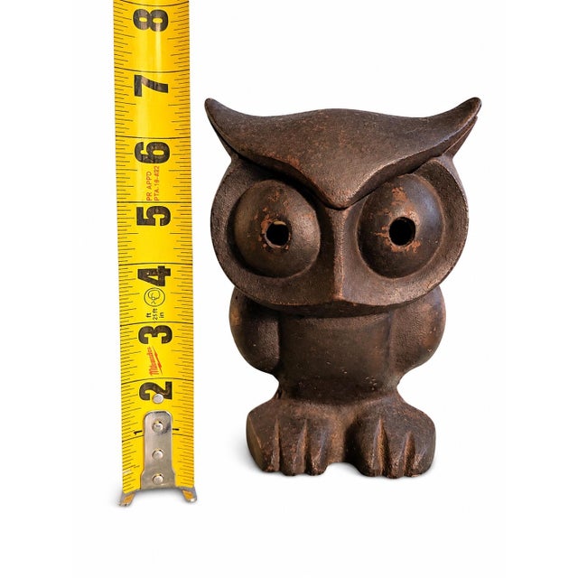 A wonderfully substantial vintage Japanese owl lantern or incense burner, hand-cast in iron during the mid-20th century....