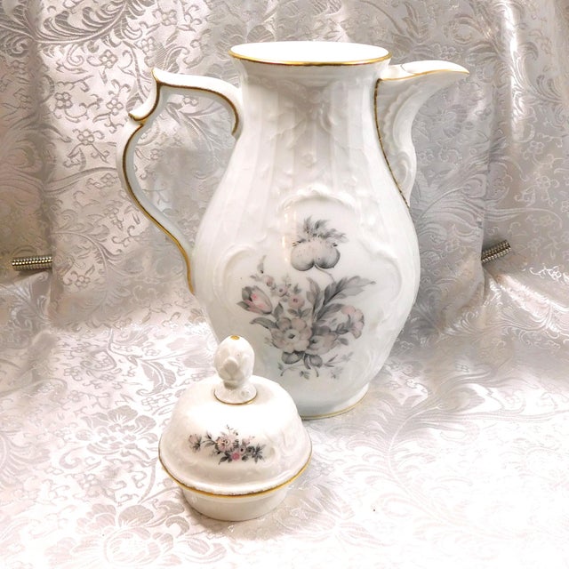 Ceramic 1970s Rosenthal Coffee Pot in Grey Rose For Sale - Image 7 of 13