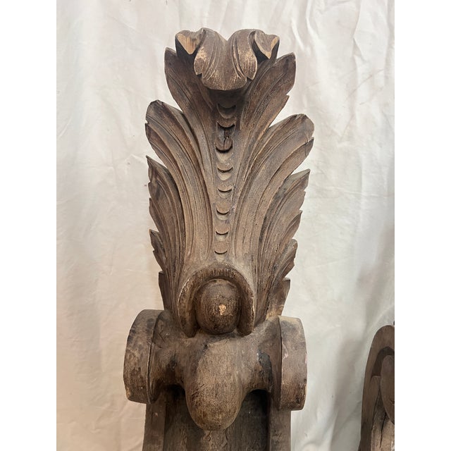 Pair of Antique Wooden Corbels With Acanthus Leaf and Scroll Motif. For Sale In Dallas - Image 6 of 11
