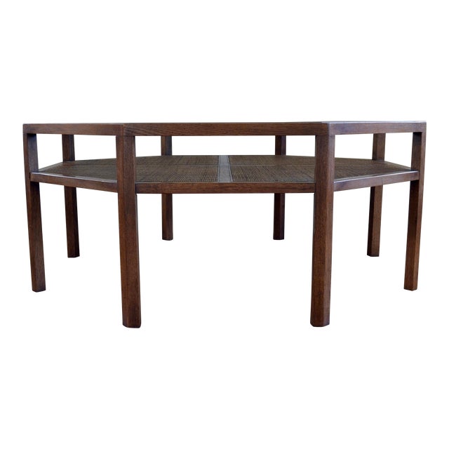 Baker Octagon Coffee Table With Shelf and Glass Top For Sale