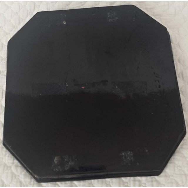 Chinese Black Lacquer Octagonal Tray With Mother-of-Pearl Figural Inlay For Sale - Image 4 of 4