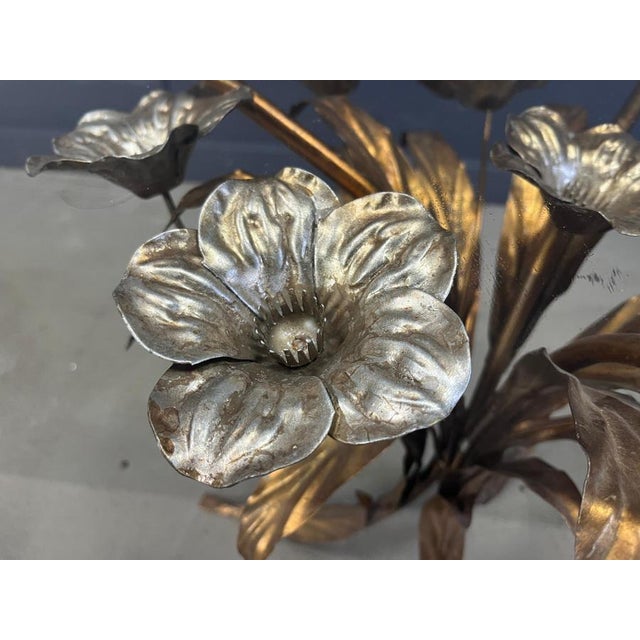 Vintage Gilt Metal Flower Side Table, 1960s For Sale - Image 6 of 11