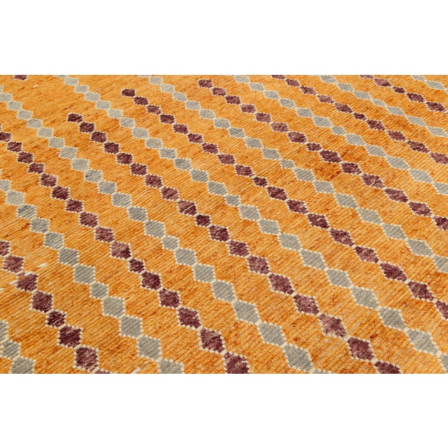 Contemporary Moroccan Style Geometric Wool Area Rug in Saffron, Ochre & Burgundy For Sale - Image 10 of 12