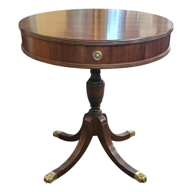 1940s Mahogany Drum Center Table For Sale