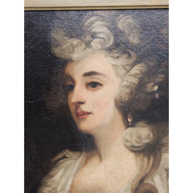 18th Century 18th/19th Century Portrait Oil on Canvas Painting of a Woman in Gilt Gold Frame For Sale - Image 5 of 17