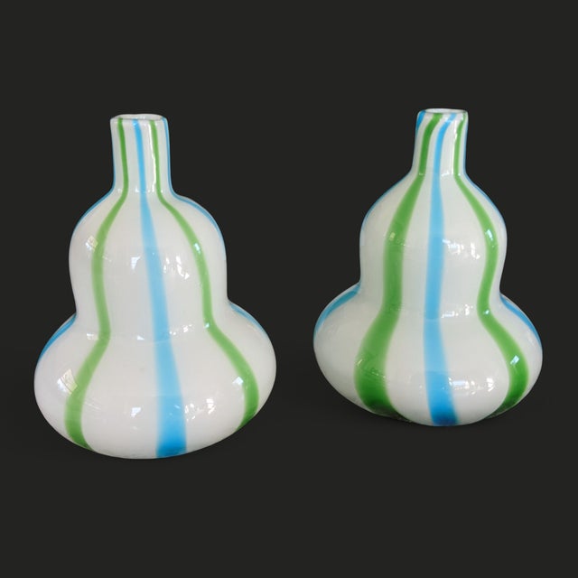 1990s Vintage 1990s Murano Glass Style Gourd Vases- A Pair For Sale - Image 5 of 13