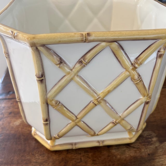 Italian Hand Painted Faux Bamboo Cachepot For Sale In New York - Image 6 of 7