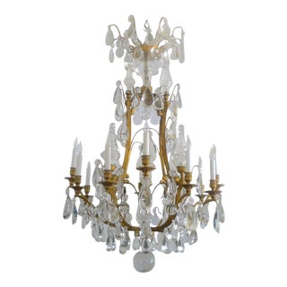 Gilt Bronze and Crystal Louis XVI Style Chandelier For Sale