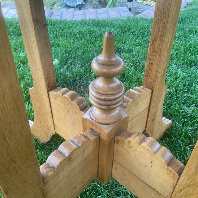 White Oak and Maple Eastlake Occasional Table For Sale - Image 4 of 6