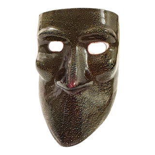 1960s Italian Murano Art Glass Venetian Mask Amethyst Color & Gold Flecks For Sale