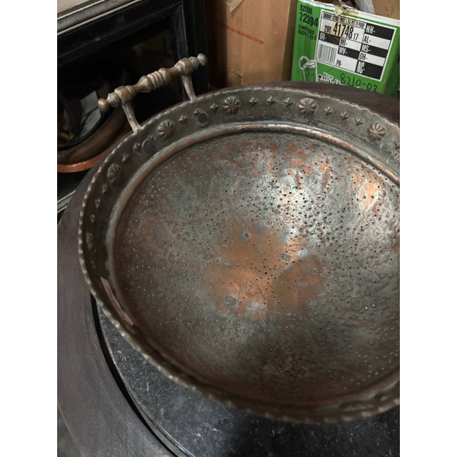 Copper Mid 20th Century Wide Copper Colander Bowl For Sale - Image 8 of 12