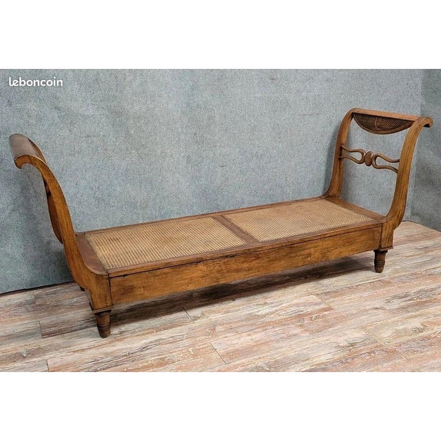 Antique Chaise Lounge in Cherry Wood, 1800 For Sale - Image 5 of 6