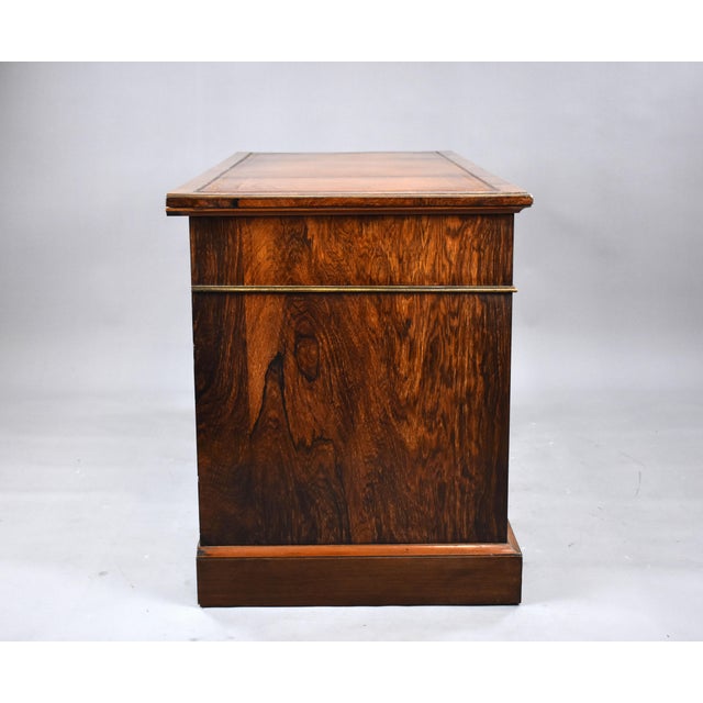 19th Century Victorian English Rosewood & Marquetry Writing Table For Sale - Image 6 of 14