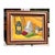 Framed in a gilt wood and linen lined frame this is an original mid-century still life oil painting depicting a lantern,...