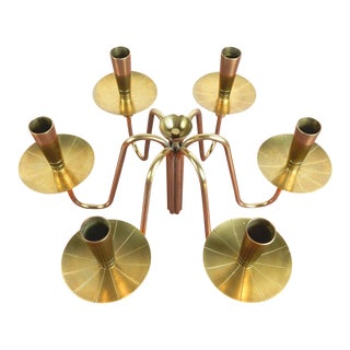 Hollywood Regency Tommi Parzinger Design Brass Lotus Candelabra Centerpiece For Sale