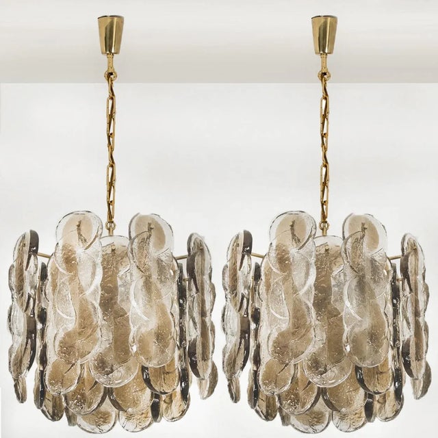 Large Citrus Swirl Smoked Glass Light Fixtures from Kalmar, 1969, Set of 4 For Sale - Image 4 of 18