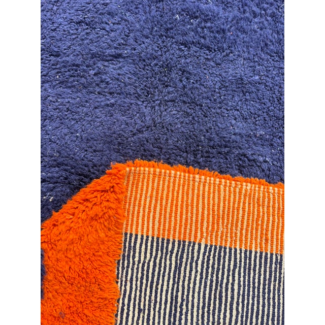 Navy Blue New Handmade Moroccan Mrirt Rug 200x300 Cm For Sale - Image 8 of 9