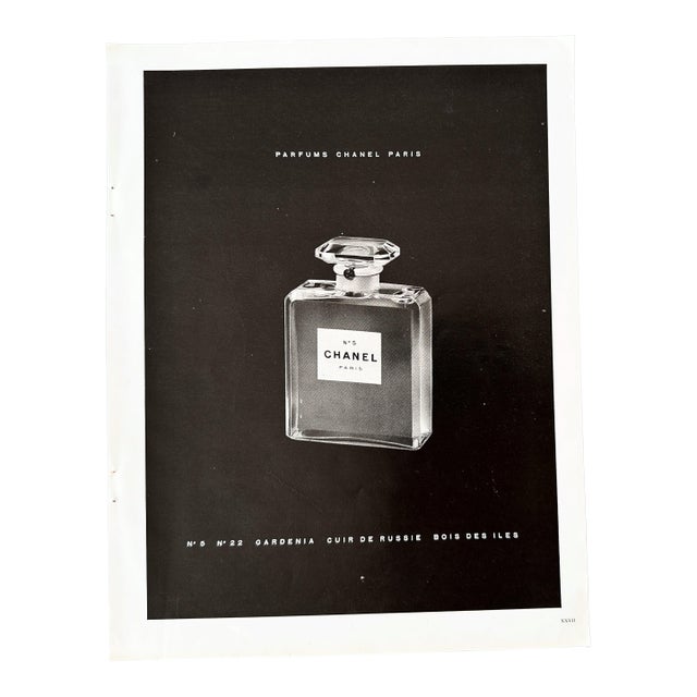 1947 Authentic Vintage French Perfume Chanel N 5 Advertisement Print, Not Framed, Not Matted For Sale