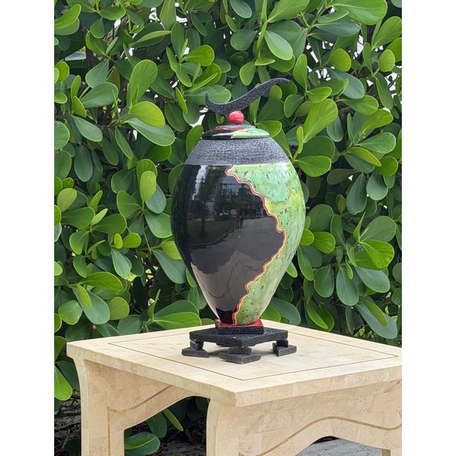 Vintage Large Studio Ceramic Covered Urn For Sale - Image 4 of 12