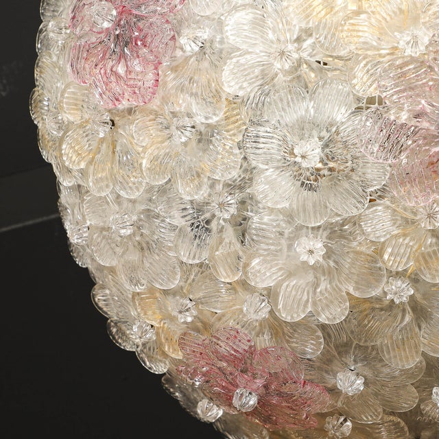 Mid-Century Hand-Blown Rose Murano Glass Florets Chandelier by Barovier & Toso For Sale - Image 17 of 18
