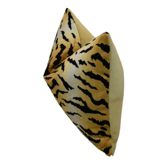 Designer Italian Tiger Stripe Velvet Feather/Down Pillow For Sale - Image 4 of 6