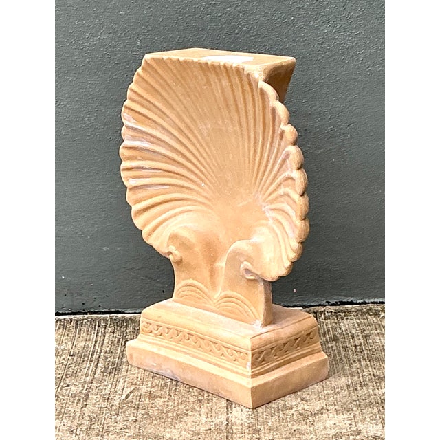 Vintage Eco-Plaster Clam Shell Console Pedestal For Sale - Image 9 of 12