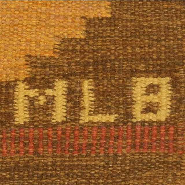 Vintage Swedish Röllakan Rug with Signature, 1950s For Sale - Image 4 of 6