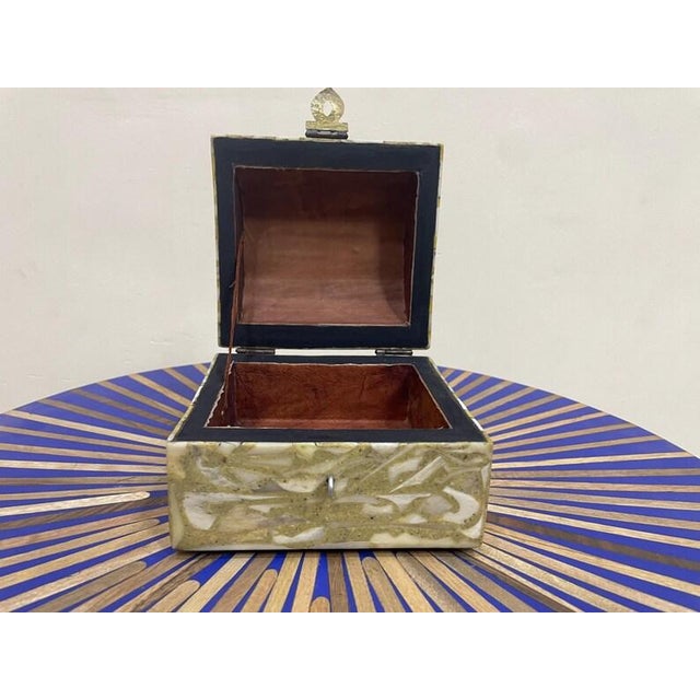 Handmade Wooden Box With Metal and Resin–Unique Decorative Storage Chest for Jewelry & Keepsakes For Sale - Image 6 of 6
