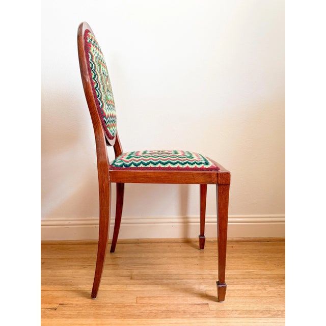 Antique Needlepoint Sheraton Style Federal Oval Back Chair, c.1900 For Sale In Dallas - Image 6 of 17