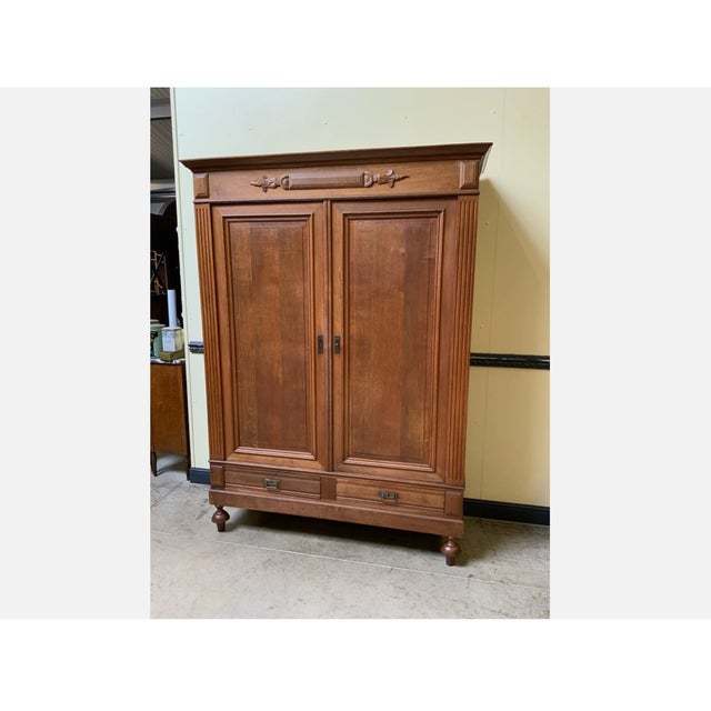 Brown Antique Art Nouveau Wardrobe, 1900 For Sale - Image 8 of 9