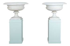 19th Century Italian Marble Tazza Urns, Set of 2