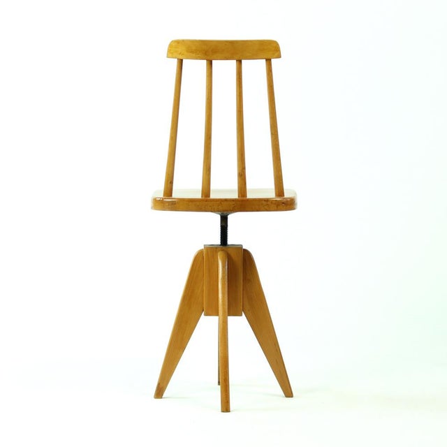 Mid-Century Piano Swivel Stool with Backrest, Former Czechoslovakia, 1960s For Sale - Image 9 of 13