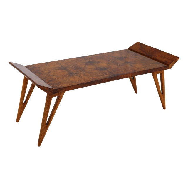 Italian Coffee Table in Walnut Burl by Silvio Cavatorta, 1950s For Sale