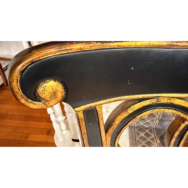 Maitland-Smith Neoclassical Black Lacquer & Gilt Upholstered Settee For Sale - Image 11 of 18