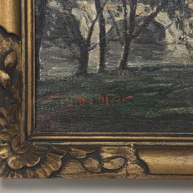 Antique Framed Oil Painting on Canvas Signed DeMeer ~ 'View of Bruges' For Sale - Image 13 of 15