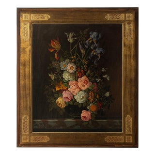 Oskar Denner, Floral Still Life, Oil on Panel For Sale