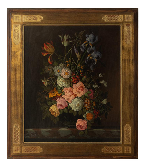 Oskar Denner, Floral Still Life, Oil on Panel