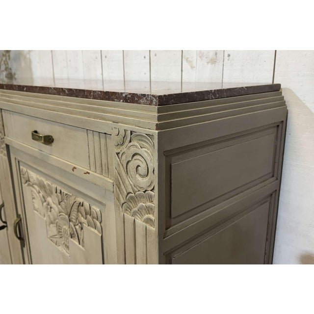 Art Deco Sideboard in Walnut, Oak and Marble Top For Sale - Image 16 of 18