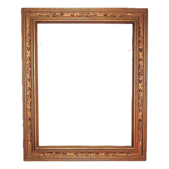 Vintage Carved Wood Picture Frame Fits 26" X 20" Rabbet Opening For Sale