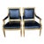 Antique Gilt Wood Black Matt Leather Gustavian Sweden Armchairs- a Pair For Sale