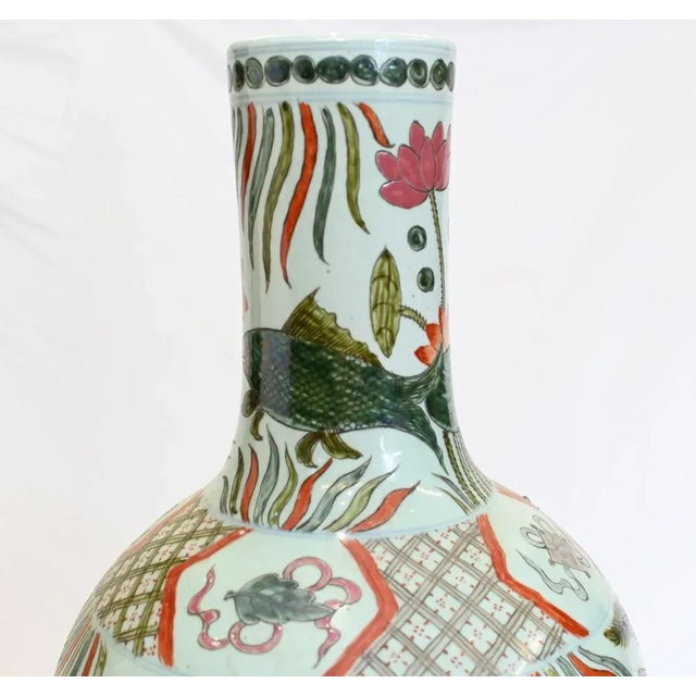 Chinese Porcelain Temple Vase Ming Urn Goldfish For Sale - Image 6 of 7