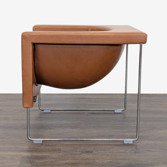 Jesus Gasca Stua Nube Modern Brown Leather Lounge Chair With Chrome Legs For Sale - Image 4 of 8