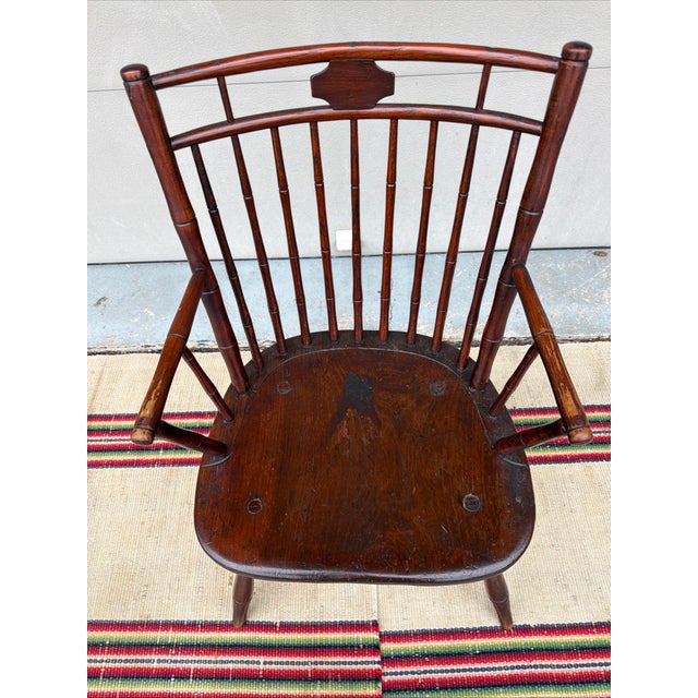 Antique Pennsylvania Butterfly & Birdcage Back Windsor Armchair, Circa 1810-1820 For Sale - Image 11 of 18