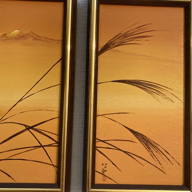 Mid-Century Modern 1970s Triptych Oil Paintings by California Artist Nachi Nelson - Fully Stamped Collector Set in Floater Frames For Sale - Image 3 of 12