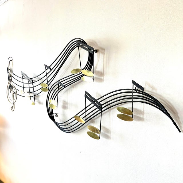 Metal Rare Musical Note Metal Wall Sculpture by Curtis Jere, Signed For Sale - Image 7 of 7