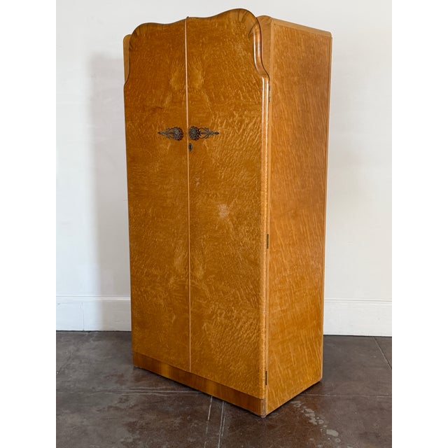 Vintage Art Deco 1940's Burl-Wood Armoire For Sale - Image 13 of 18