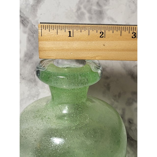 Green Vintage Pulegoso Style Blown Glass Green Apothecary Jar For Sale - Image 8 of 12