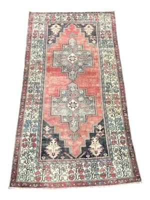 1960's Vintage Faded Turkish Rug-4'3'x8'2"