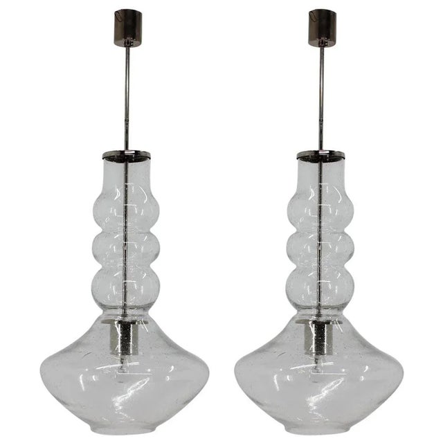 Large Mid-Century Handmade Glass Pendants, 1960s, Set of 2 For Sale - Image 8 of 8